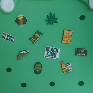 New Black Girl Urban Shoe Charms Black Lives Matter Croc Fit Hemp Leaf Nipsey